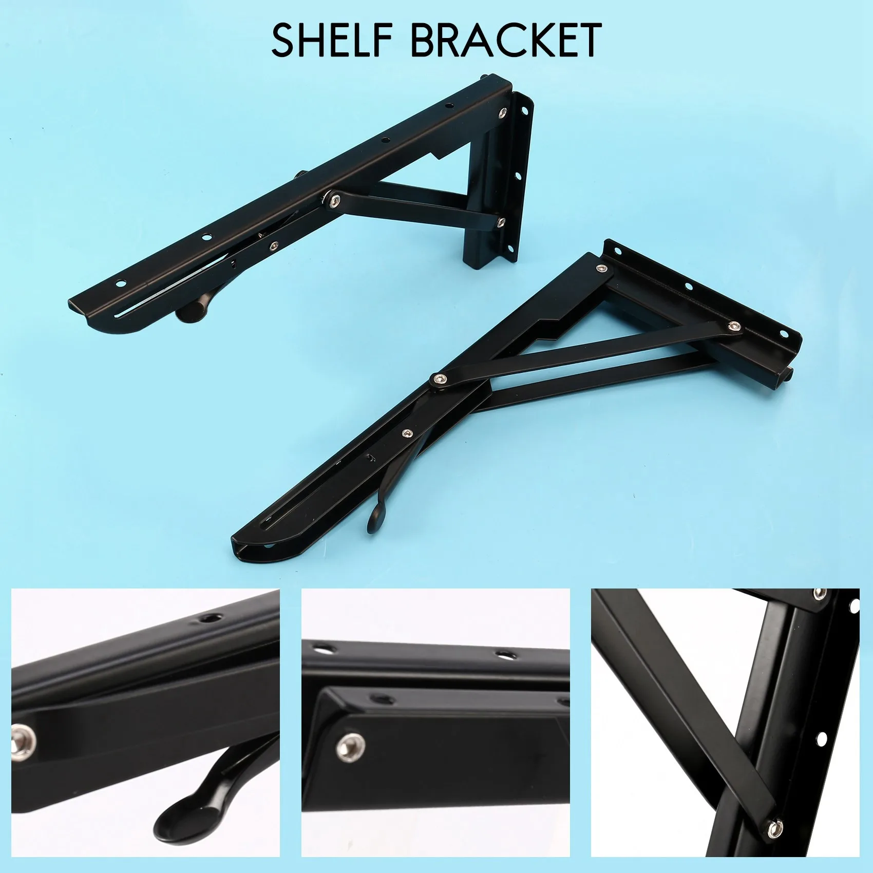 A76I-2Pcs 12Inch Folding Shelve Brackets Heavy Duty Metal Shelving Support Bracket Wall Mounted Floating Shelve Bracket