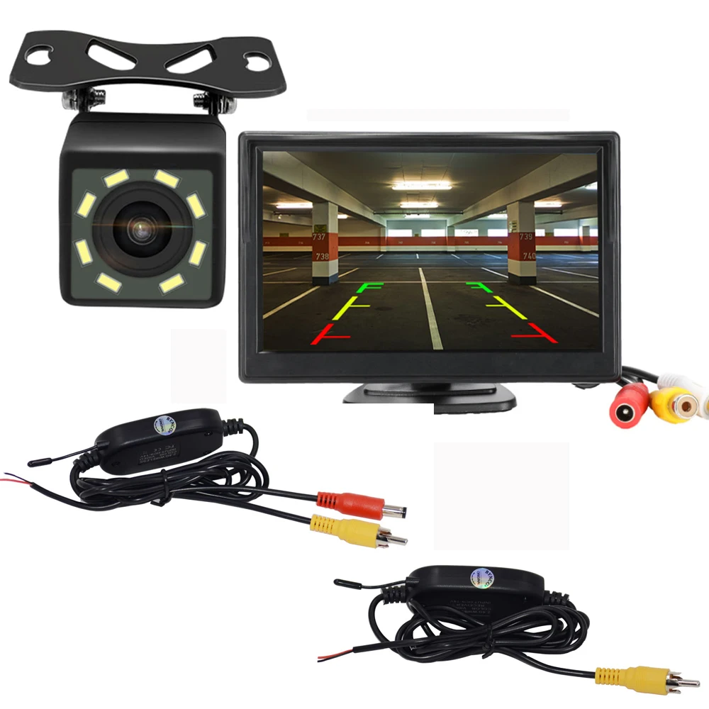 

4.3 or 5 Inch Monitor HD Night Vision Wireless Rear View Backup Wide Angle Reverse Parking Car Camera