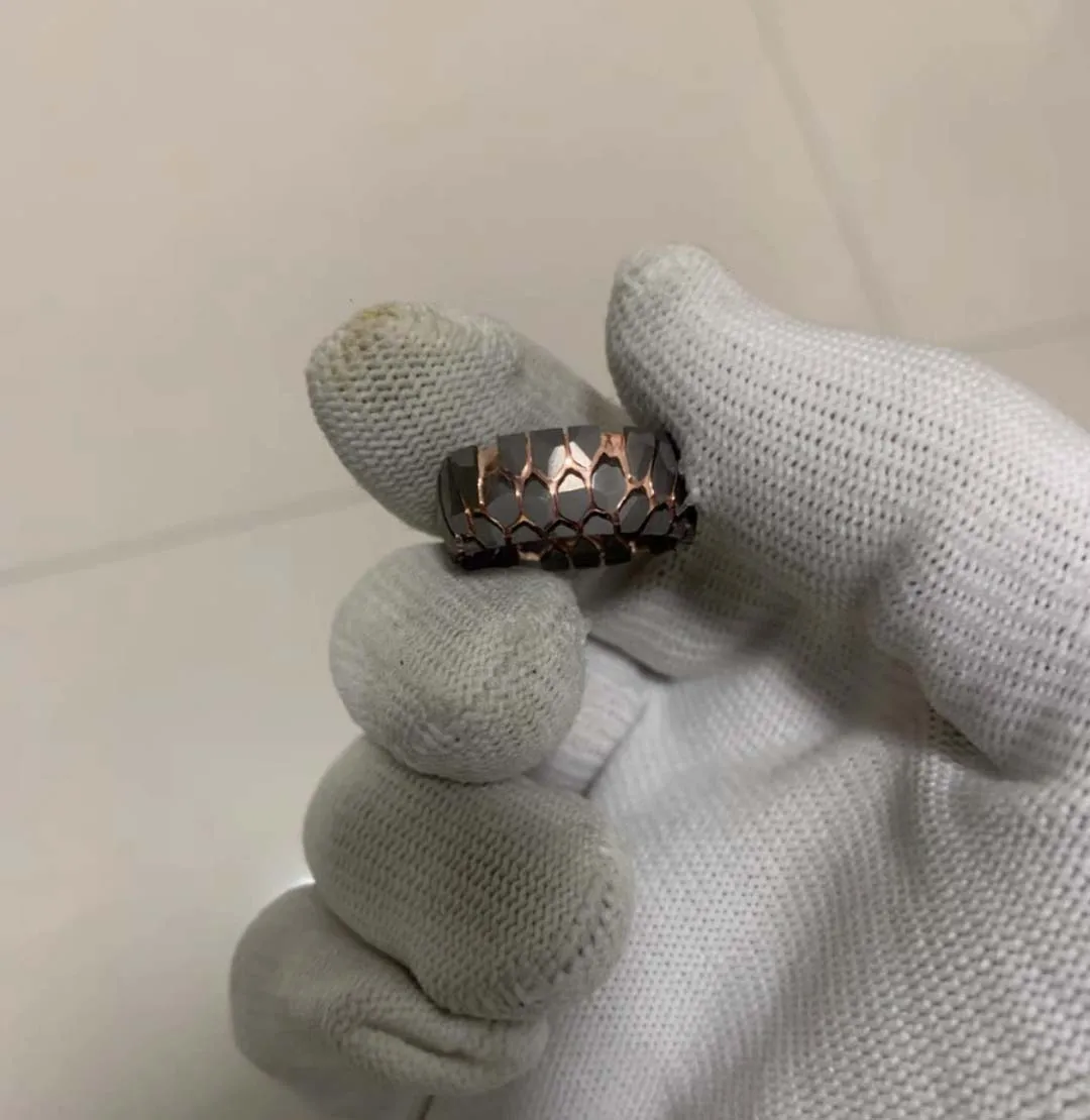 Custom Made  Etched Superconductor Dragonscale Ring Titanium-Niobium and Copper