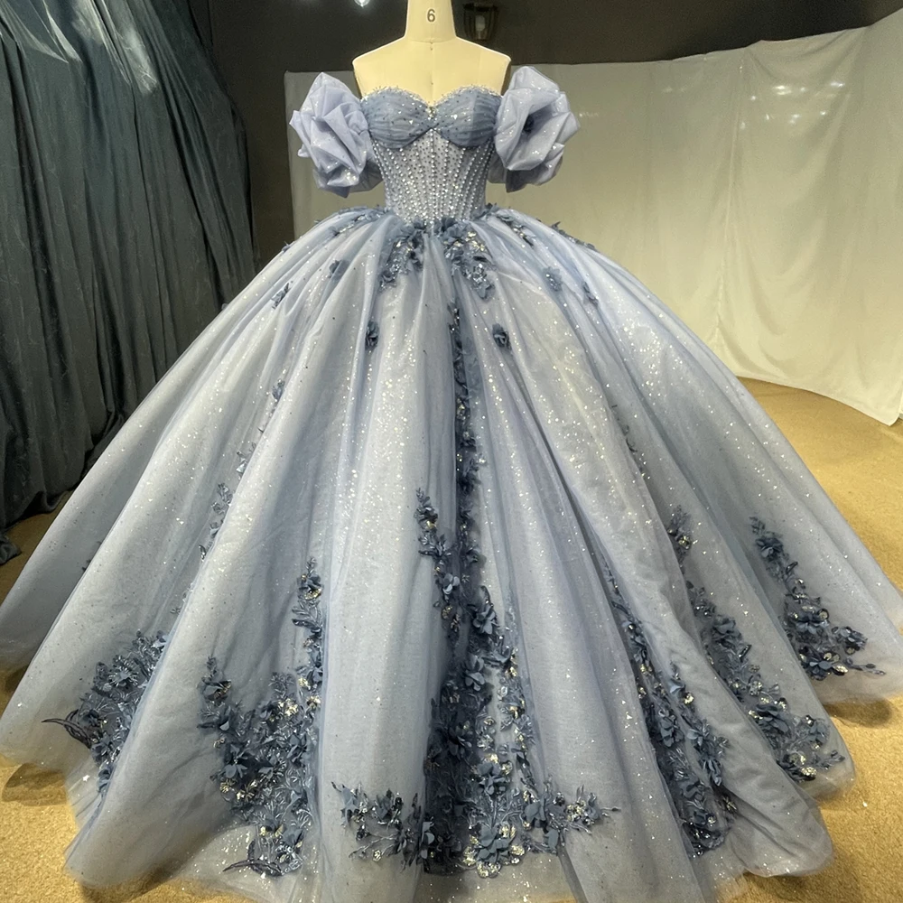 

Блестящее бальное платье принцессы Quinceañera, платья 2025 года, аппликация из бисера, платье для дня рождения для 15 лет, платье quinceañera по индивидуальному заказу