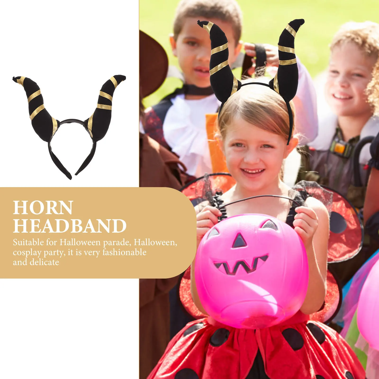 

Ox Horn Headband Halloween Flexible Durable Cosplay Horn Headdress Party Hair Accessory Funny Prop Headdress Prop