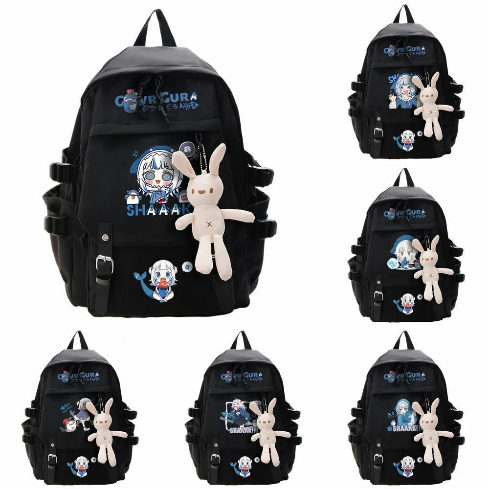 

New Vtuber Gawr Gura Backpack Shoulder Bags Student School Book Bags For Girls Boys Teenagers