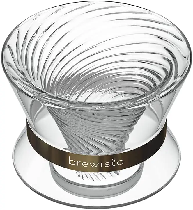 Brewista Tornado Duo Pour Over Coffee Dripper Double Wall Glass Use with #1 Coffee Filters 2-4cups (1-2 Cups) 500 ml coffee pot