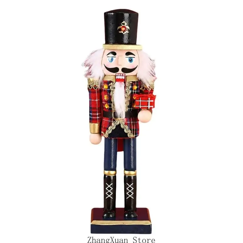 Bunte hölzerne Nussknacker-Soldatenfigur für saisonale Heimdekoration 3XUF – Detail 10