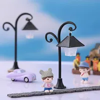 Mini Model Lamp Retro Micro-landscapes Led Street Light Garden Figurine Ornaments For Home Desktops Table Garden Room Decor