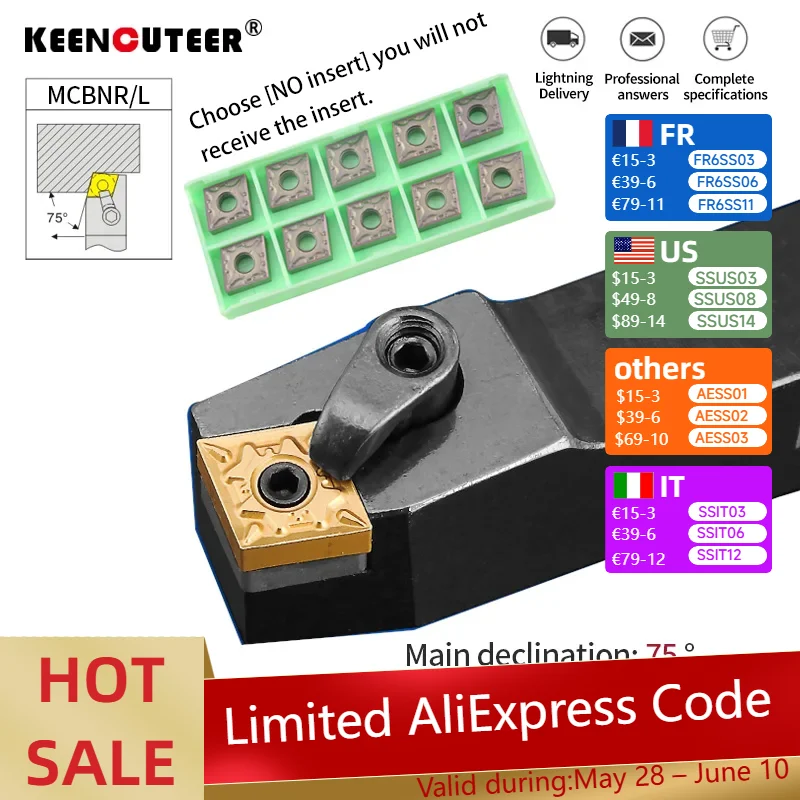 1pc MCBNR2020K12 MCBNR2525M12 MCBNR3232P12 External Turning Tool Holder CNMG12 Carbide Inserts MCBNR/L Lathe Cutting Tools Set