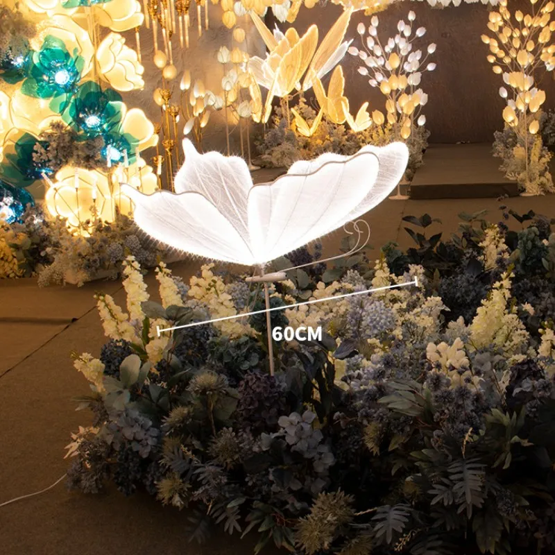 Wedding Light Butterflies Wings Flutter LED Lace Lamp Romantic Creative Hanging Lamps Road Load Walkway on Party Stage Lights.