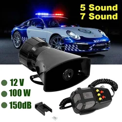 7 Sound Car Air Horn Loud Speakers Loud Car Horn Megaphone Warning Alarm Police Fire Siren Speaker 12V 100W Truck Worldmuma