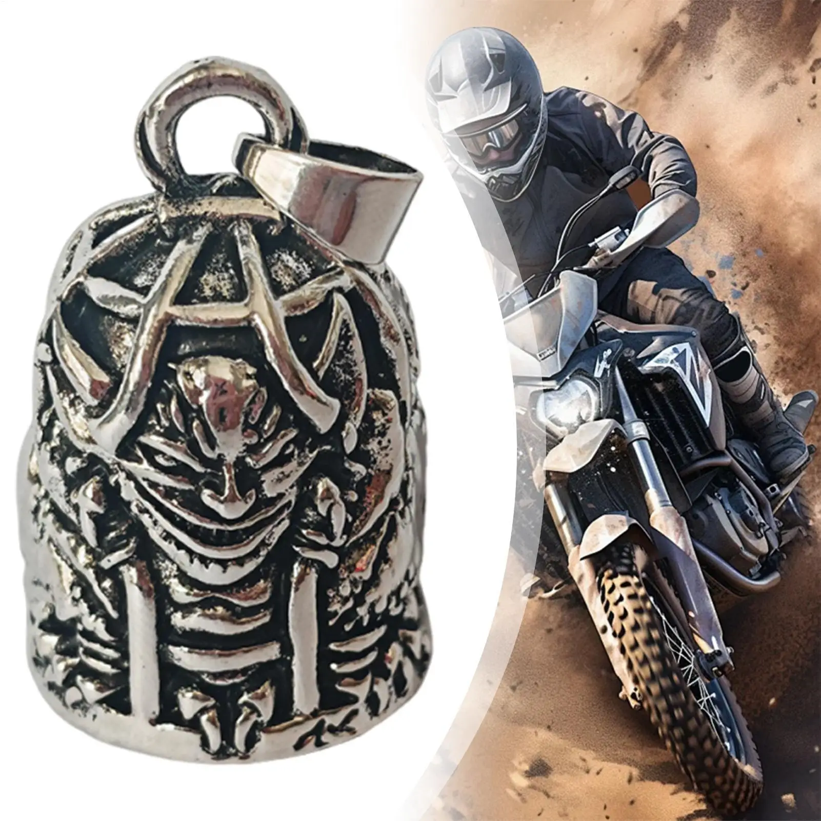 Motorcycle Style Retro Cage Demon Riding Lucky Bell Motorcycle Lucky Bell Riding Accessories For Riders Bikers Men