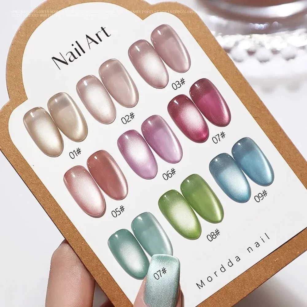 5g/Bottle White Moonlight Nail Cat's Eye Gel Magnetic Satin Gel Polish 9-Colors Soak Off Glitter Phototherapy Manicure Varnish