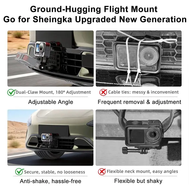 Delicate Texture-Professional-Grade Action Camera Tow Hook Mount Racing POV Bracket Ground-Level Flight Perspective Stable Front