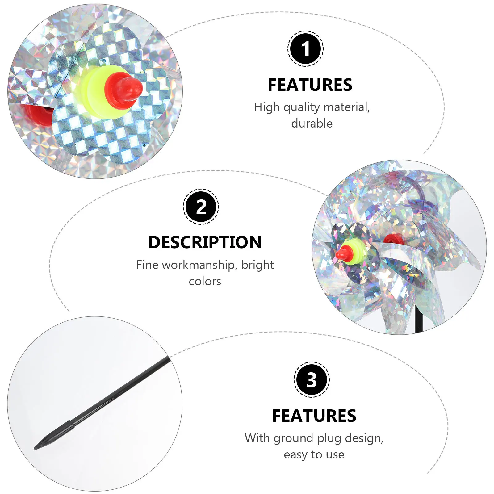 

3 pcs Garden Windmill Bird Scarer Waterproof Outdoor Deterrent Device Reflector For Farm Railway Protection Supplies