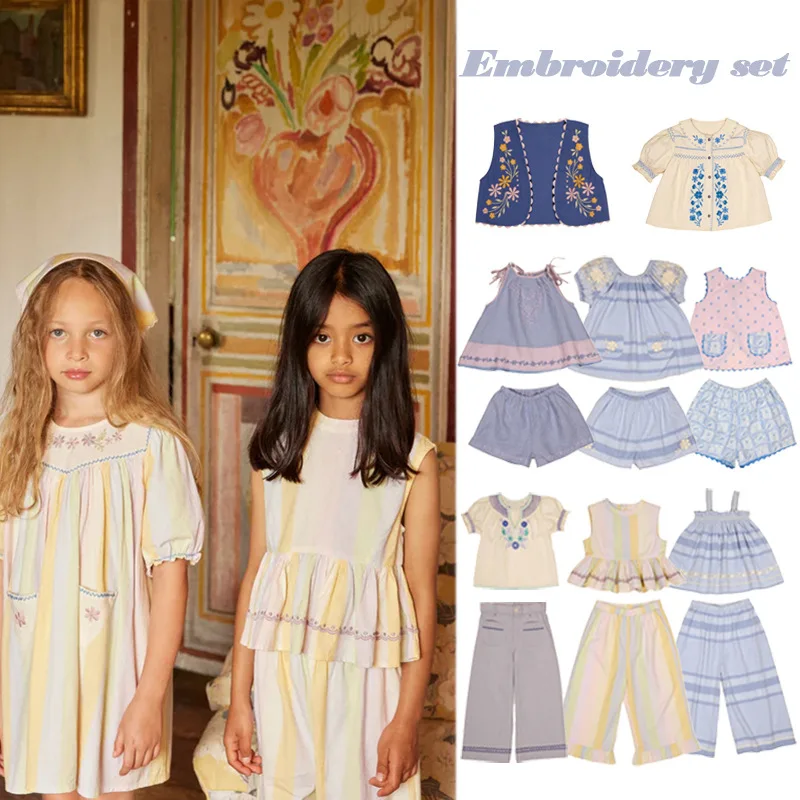 

Children's Suit2026SSSummerAPOGirls' Pastoral LandinsHeavy-duty pleated suspender top and shorts two-piece set