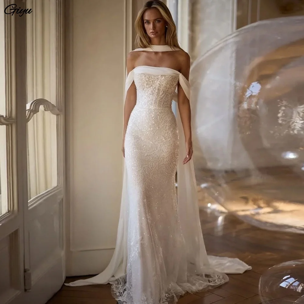 Giyu Exquisite 2026 Mermaid Wedding Dress luxury Beading Lace Bridal Gown Off Shoulder Customized Vestidos De Novia Court Train