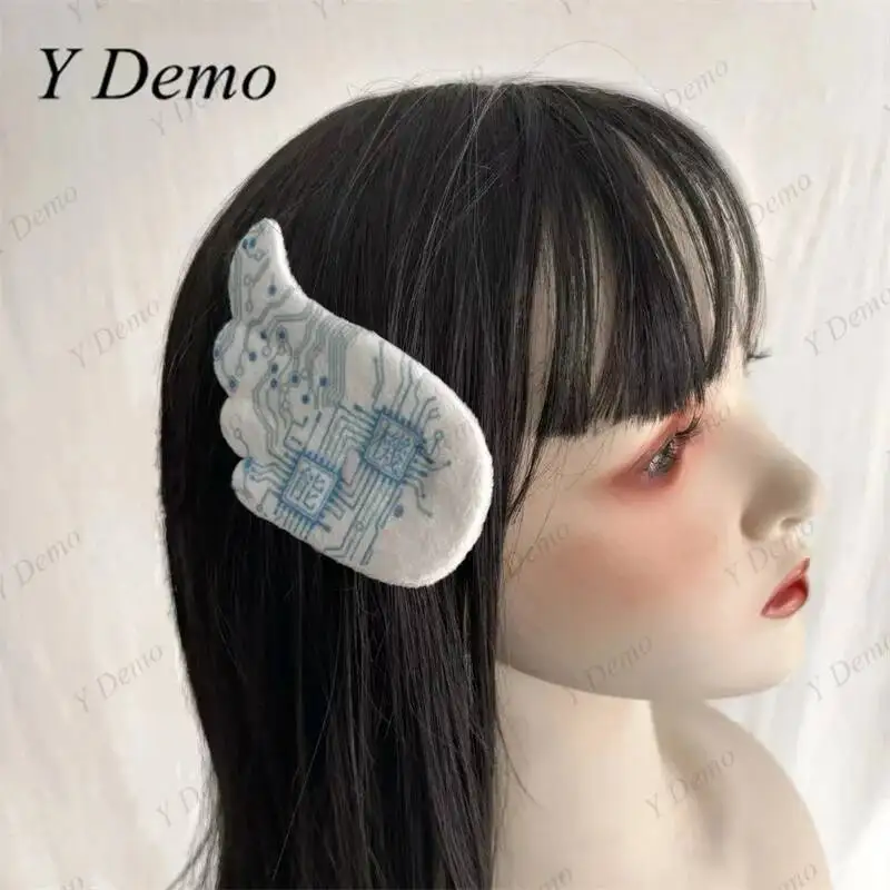 

Y Demo Techwear Functional Letters Striped Hairclips Cyber Printing Fuzzy Hair Accessory Pin