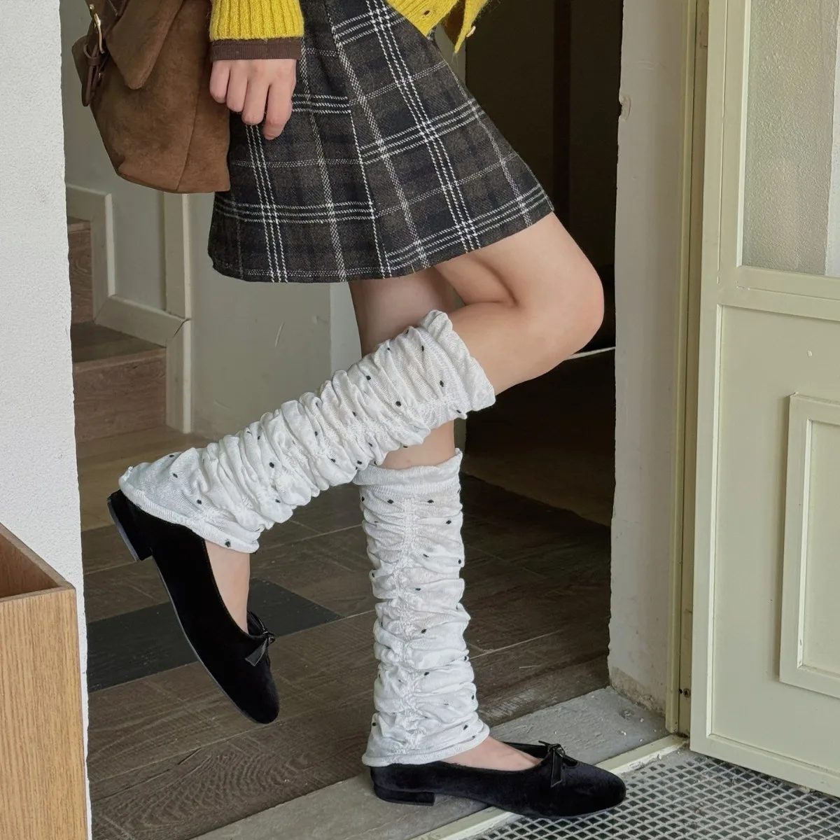 New Polka Dot Leg Warmers 2025 Autumn Winter Foot Cover Knee Socks Y2k Japanese Middle Tube Socks Stockings Lolita Leg Warmers