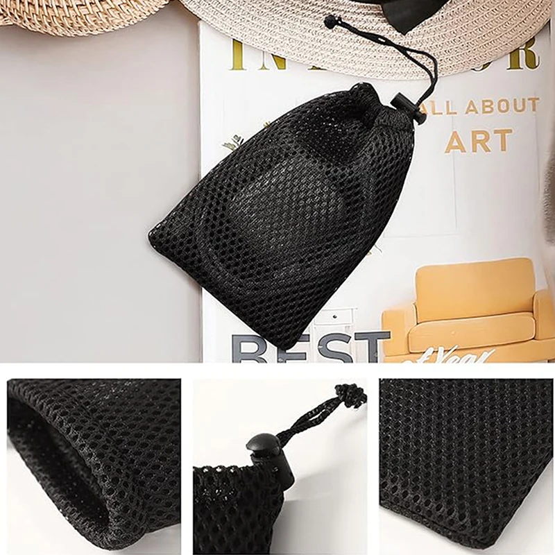 3Pcs Nylon Mesh Drawstring Storage Pouch Bag Multi Purpose Travel & Outdoor Activity Pouch For Digital Products