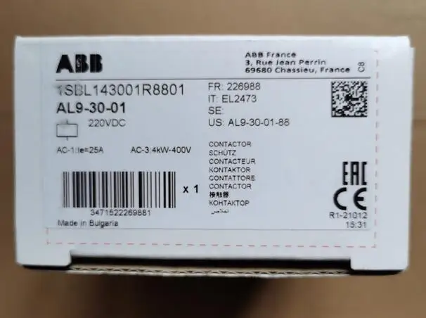 Original ABB DC Contactor AL9-30-01 220VDC