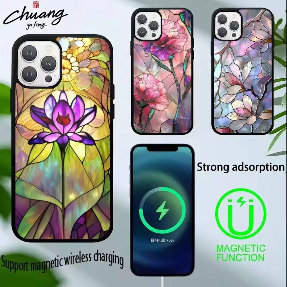 

Glass window grilles Phone Case For iPhone 17,16,15,14,13,Pro,Max,Plus,Magnetic For Magsafe Wireless Charging