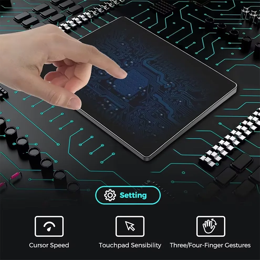 Jomaa لوحة تتبع سلكية متعددة اللمس، لوحة لمس مع لوحة لمس USB عالية الدقة لأجهزة الكمبيوتر المحمول التي تعمل بنظام Windows 7/10/11 والكمبيوتر المحمول والكمبيوتر المحمول، أسود