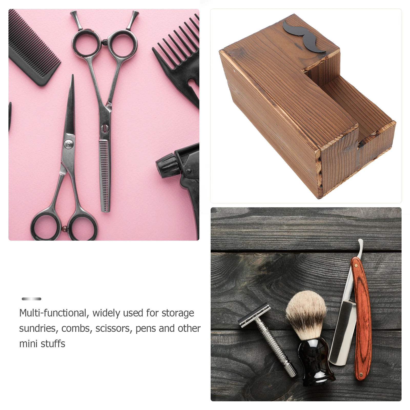 

1Pcs Hairdressing Storage Box Premium Wooden Scissor Holder for Tools Combs Scissors Pens Barbershop Use Comb Rack Display Case