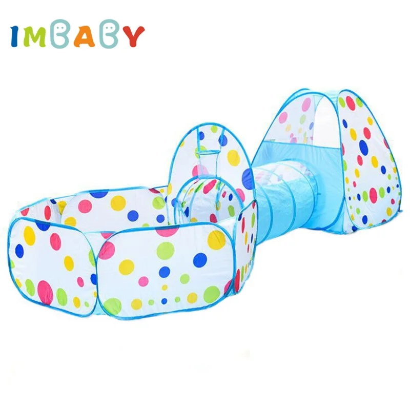 IMBABY 3 In 1 Children Balls Pool Toys Tent Crawling Tunnel Foldable Baby Ballon Playpen Kids Tent Ball Pit Baby Playground