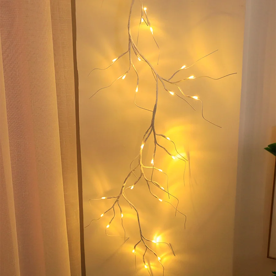 

2M 48LED Christmas Fairy String Light Vines Branch Light AA Battery DIY Willow Vine Garland Light For Wall Christmas Party Decor