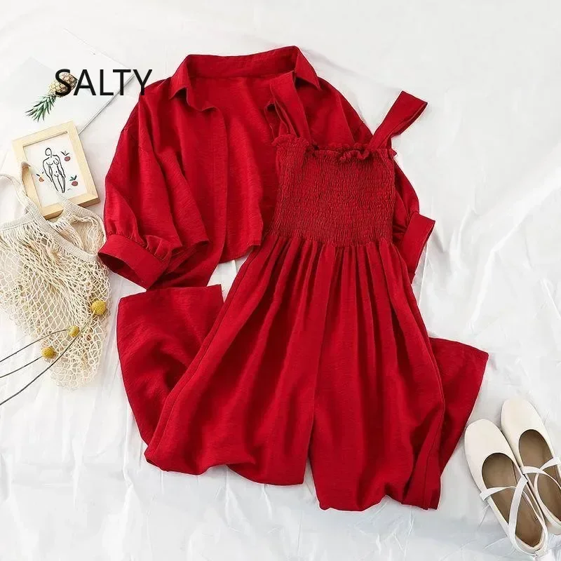 

Новинка 2023, весенний женский комплект, модная свободная одежда в Корейском стиле большого размера из двух предметов, комбинезон, повседневные женские комплекты