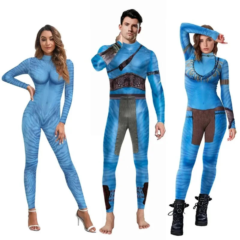 الصورة الرمزية تأثيري حلي الكبار للجنسين ارتداءها هالوين حفلة مهرجان الزي طريقة المياه دور اللعب الجلد الأزرق حللا ضيقة