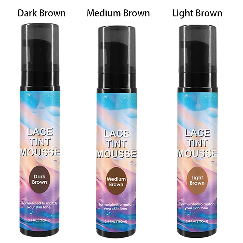 Lace Tint Spray For Lace Wigs 4colors Lace Tint Mousse Lace Tint Spray Dye ColorS For Closures, Wigs And Closure Front 100Ml