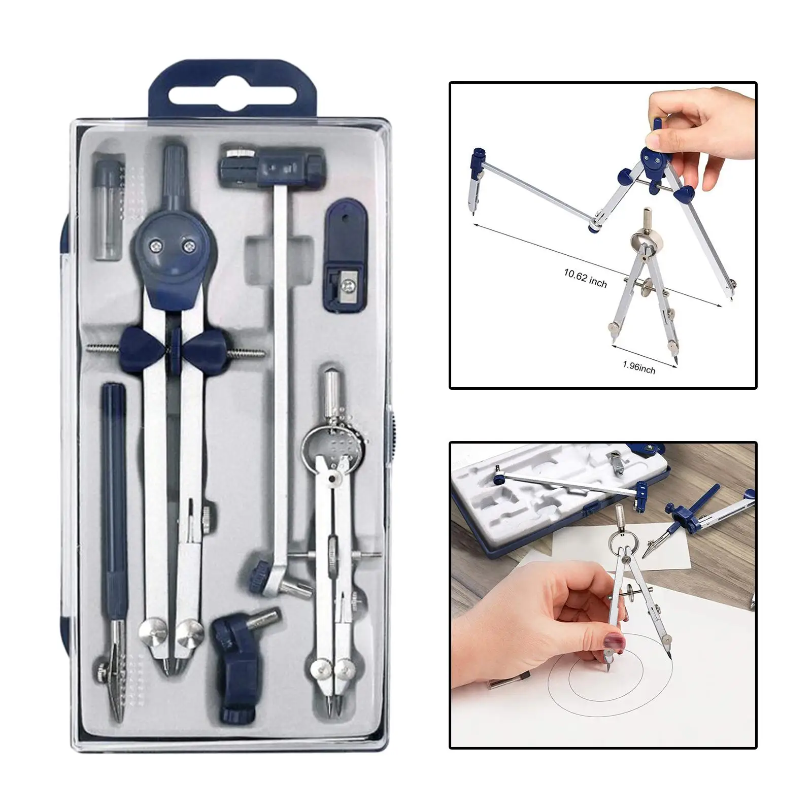 Professional Drawing Metal Drafting Kit with Extension Bar, Geometry Set for Geometry, for Engineer and Students