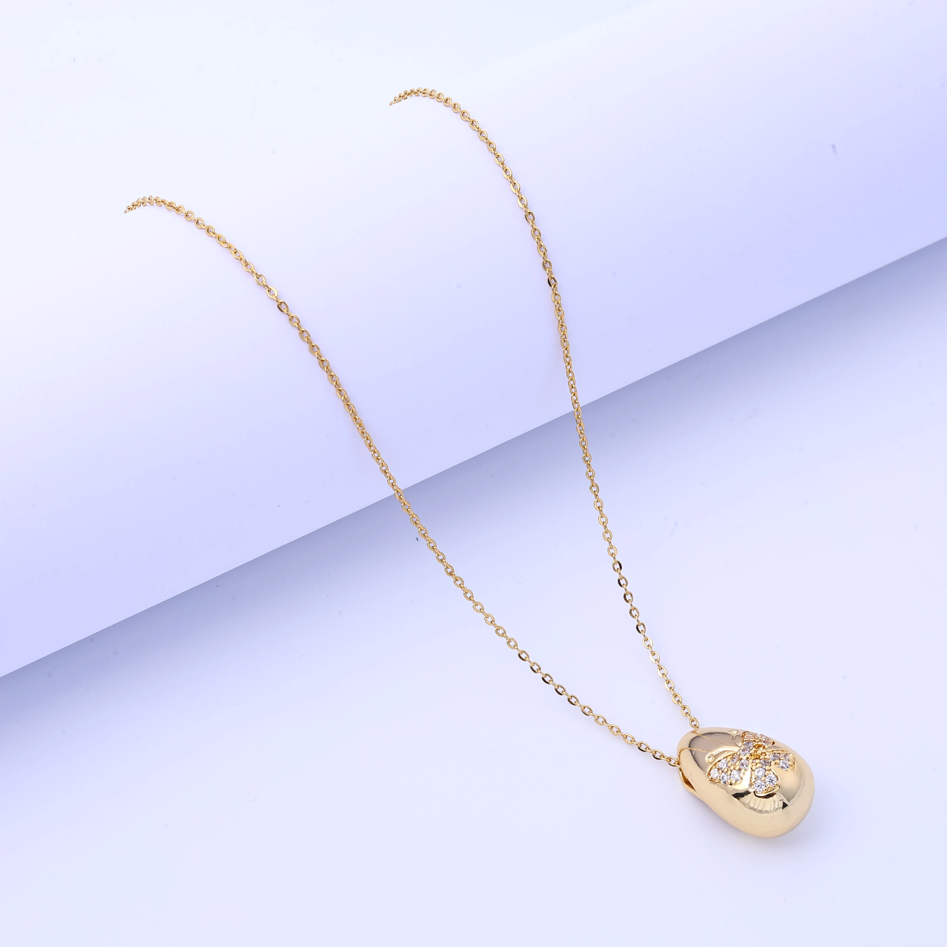 

Cross-border set high-quality water drop titanium steel necklace does not fade and is plated with 18K gold