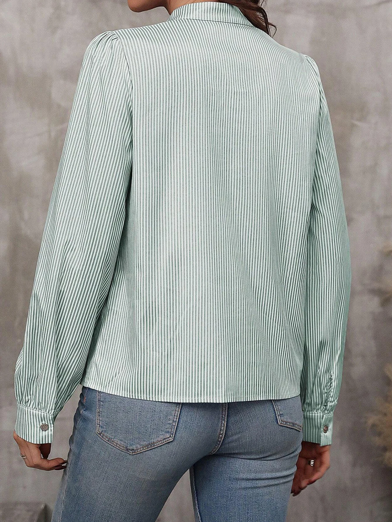 Herbst frauen Shirts Koreanische Casual Streifen Langarm Stehkragen Einreiher Täglichen Shirts