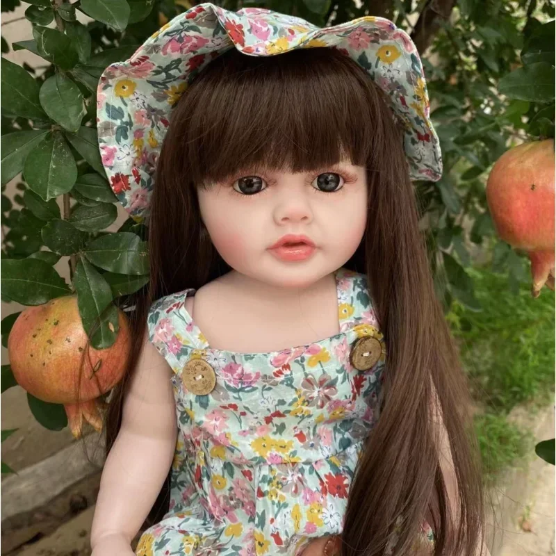 Reborn poppen 55 cm zacht vinyl baby herboren bruin/blond haar realistische sneeuwpop 22 inch realistisch cadeau voor peuters