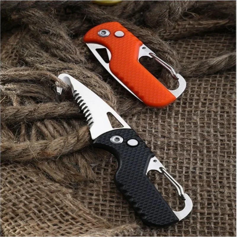 Portable Folding Knife Express Package Knife Gift Keychain Serrated Hook Knife Outdoor Camping Carry-on Survival Tool Box Opener