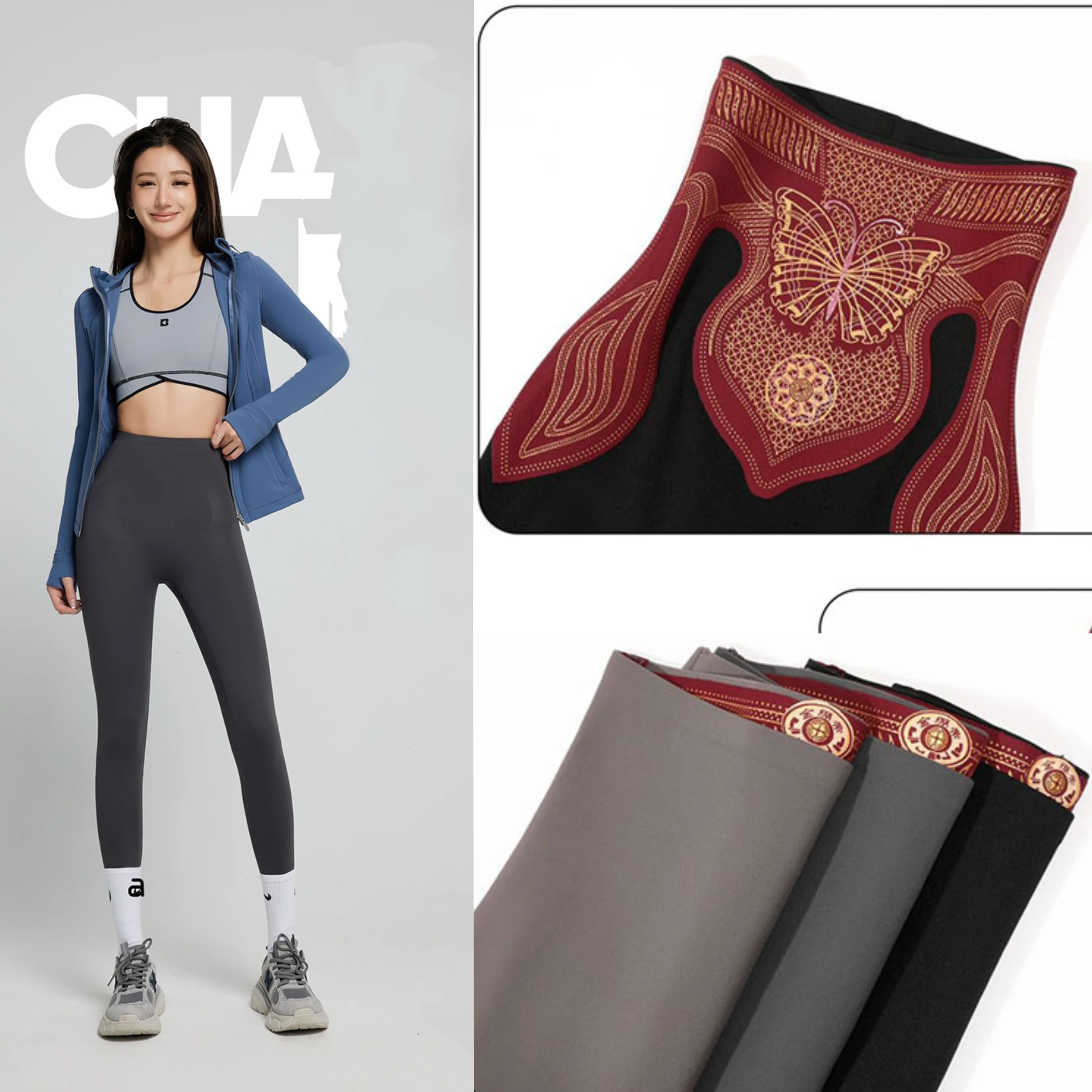 Pantalones de seda con cintura alta para mujer, ropa de abrigo con forro de Fce, pantalones de Arca para otoño e invierno, elemento térmico, tonificado dorado