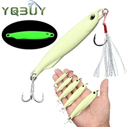 10g/15g/20g/30g/40g/60g Fishing Luminous Metal Jig Fishing Lure Baits Hard Spoon Bait with Blood Hook