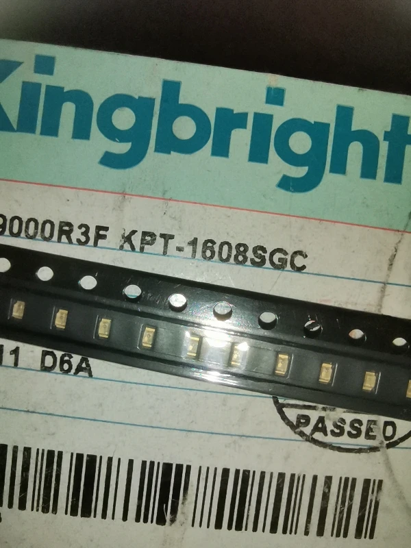 50 قطعة/KPT-1608SGC 0603 (1608) ضوء أصفر-أخضر، مؤشر LED عالي السطوع