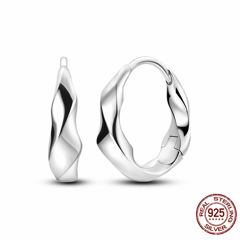 

NEW Original Design 925 Sterling Silver Fashion Twisted Metal And Stars Earrings Jewelry Women's Fashion Party Birthday Gift