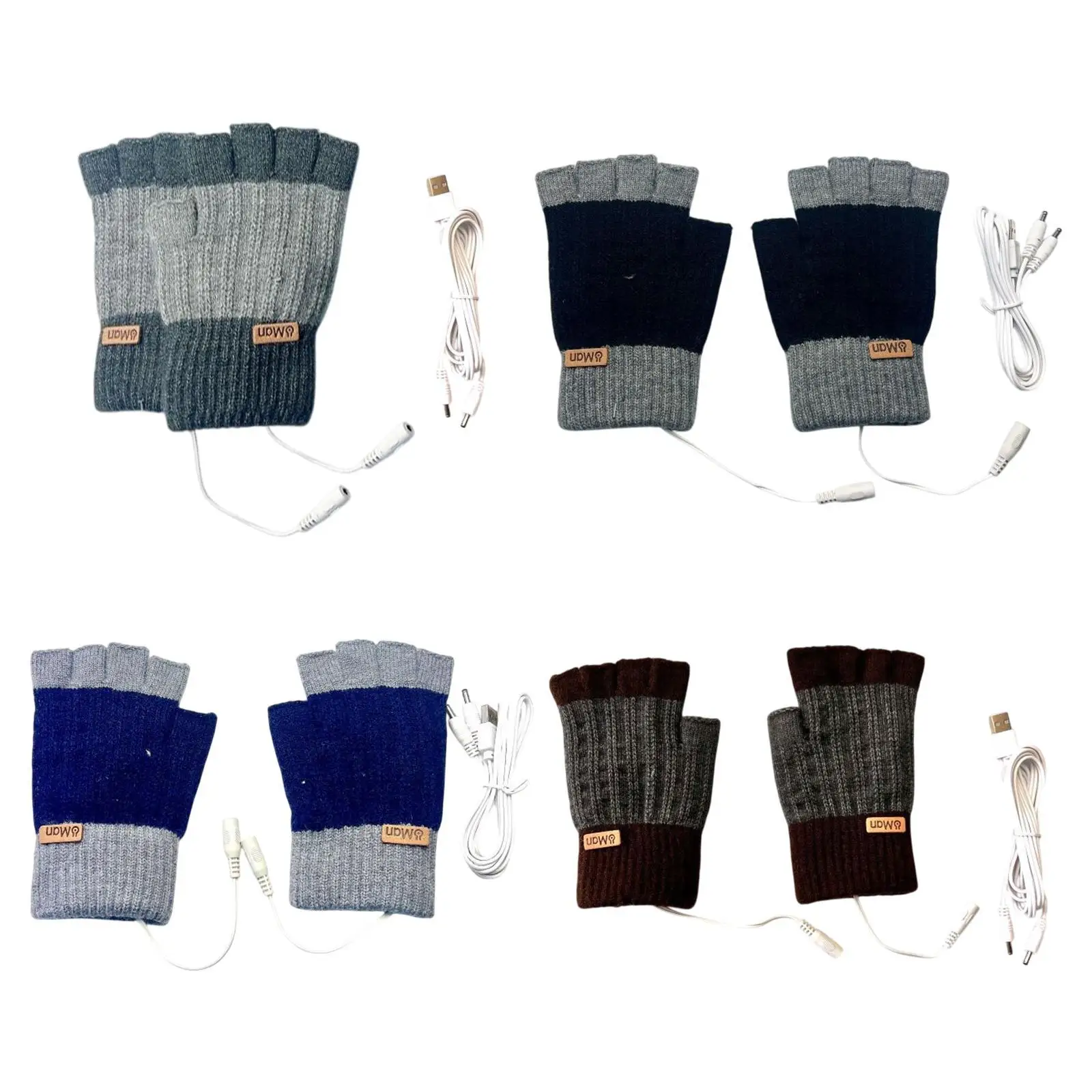 

USB Heated Gloves for Adults Knitted Half Finger for Gaming Computer Office Work