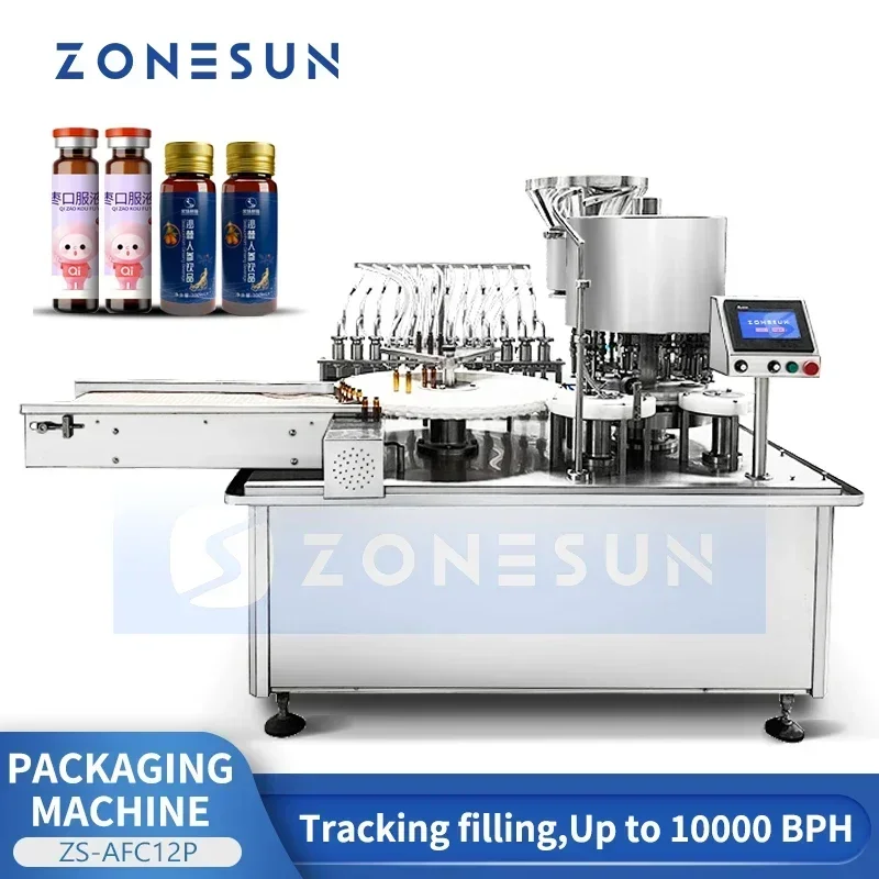 ZONESUN – Machine automatique de remplissage et de scellage de flacons, équipement de sertissage de bouteilles de penicilline ZS-AFC12P