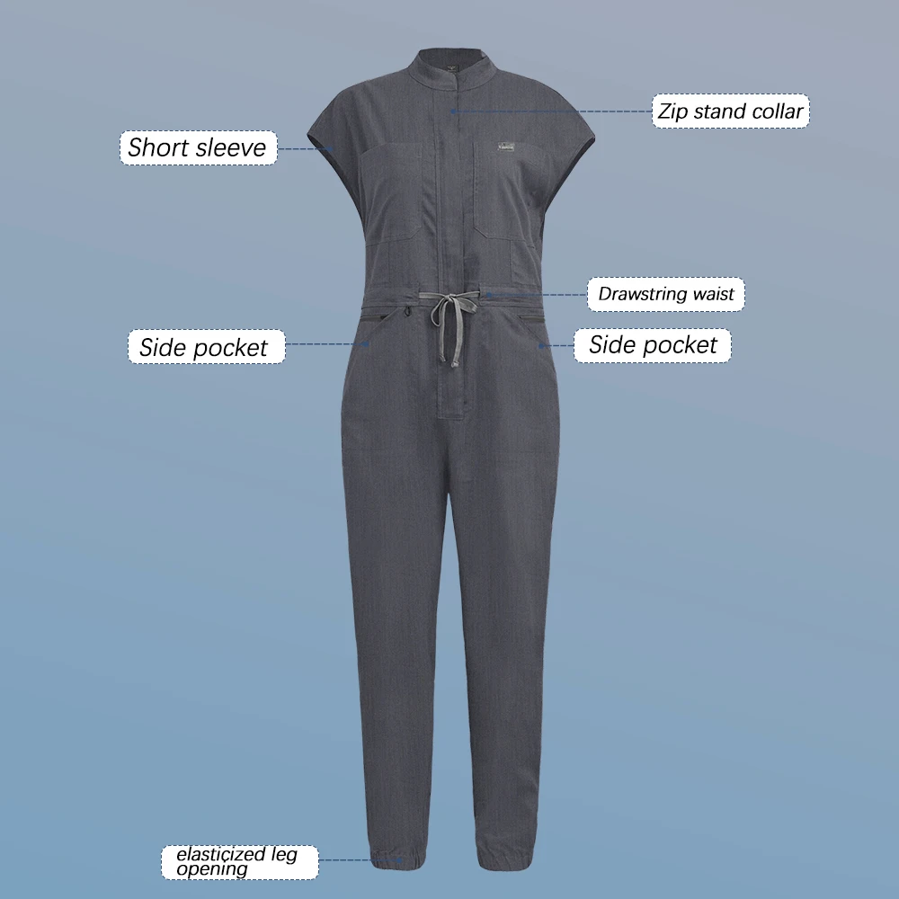 Combinaison de gommage médical pour femmes, body d'infirmière, salopette de poche, animalerie, vêtements d'allaitement, vêtements de travail pour salle d'opération, uniforme de travail de beauté