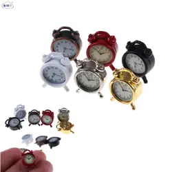 Reloj despertador de muñeca de Metal 1:12, Mini casa de muñecas, decoración del hogar, juguete en miniatura, muebles de sala de estar, accesorios