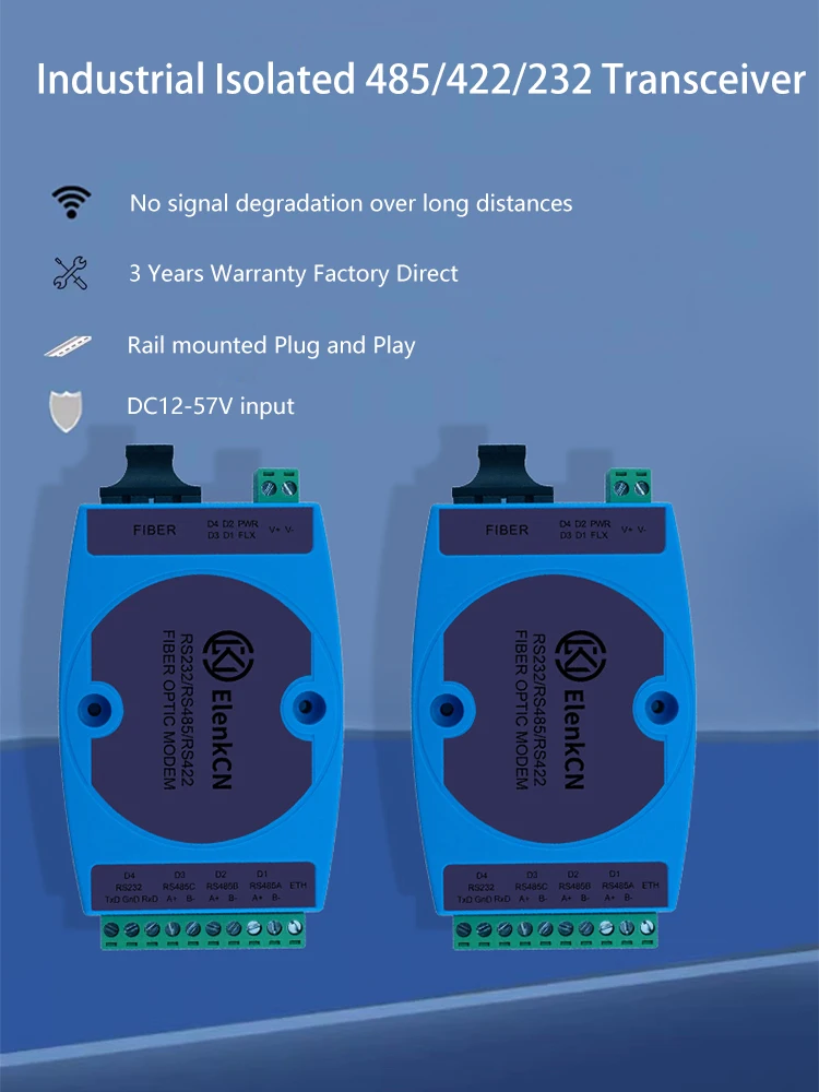 Imagem -03 - Industrial Modem de Fibra Óptica Único Modo Multi-modo Alta Velocidade Serial para Conversor de Fibra um Par 1248v dc Rs232 Rs485 Rs422