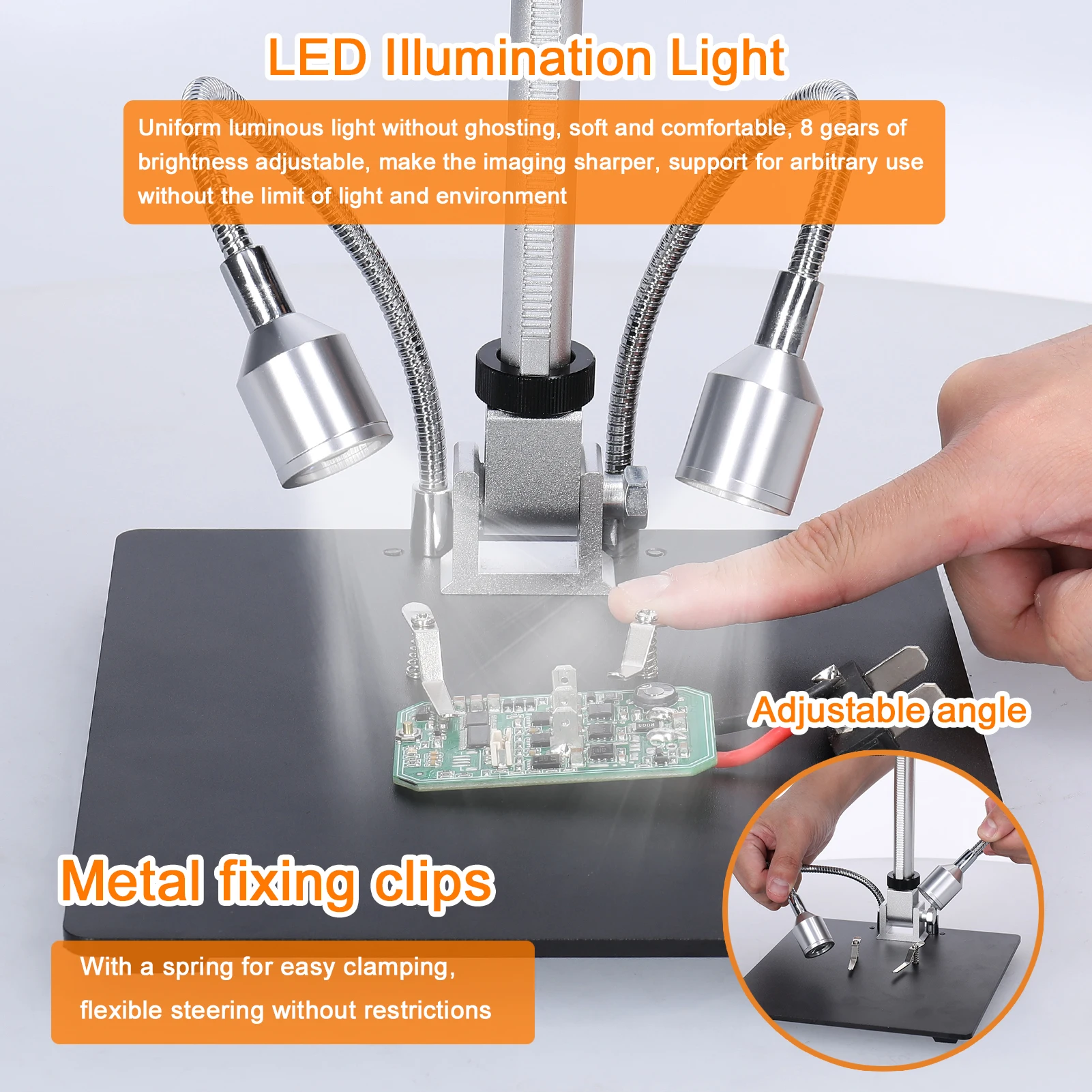 Professional Digital Microscope 1080P 10inch LCD Display 4X Display Magnification Soldering Microscope with LED Shadowless Lamp