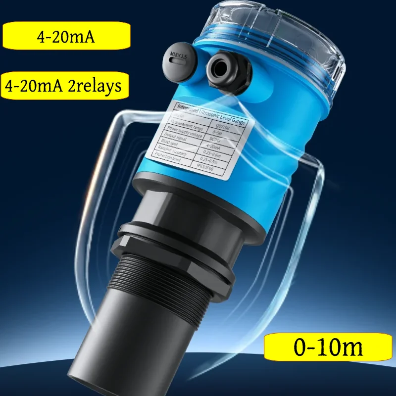 Ultrasonic Level Sensor Wireless Distance 0-20m Meter 4-20mA Relays Output Ultrasonic Water Tank Level Meter