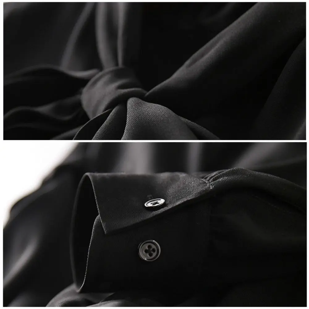 بلوزة نسائية أنيقة من Riband بلوزة شيفون بلون سادة للمكتب للسيدات بلوزة بيضاء بقصة ضيقة #5