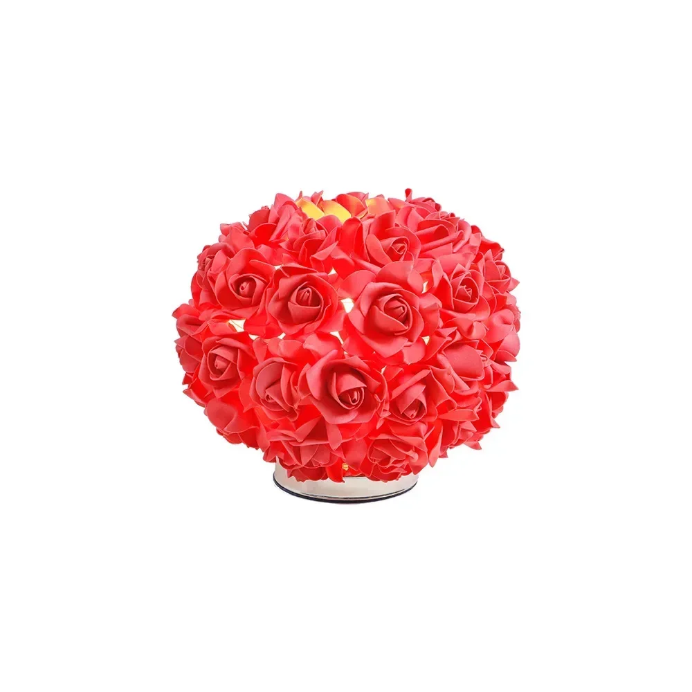 좋은 북유럽 장미 꽃 꽃다발 테이블 램프 로맨틱 침대 옆 야간 조명 웨딩 장식