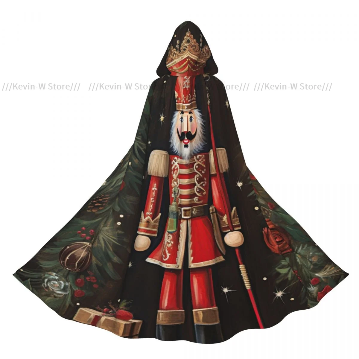 Hooded Cloak Unisex Cloak with Hood Classic Nutcracker With Xmas Greenery Leaves Cloak Vampire Witch Cape Cosplay Costume