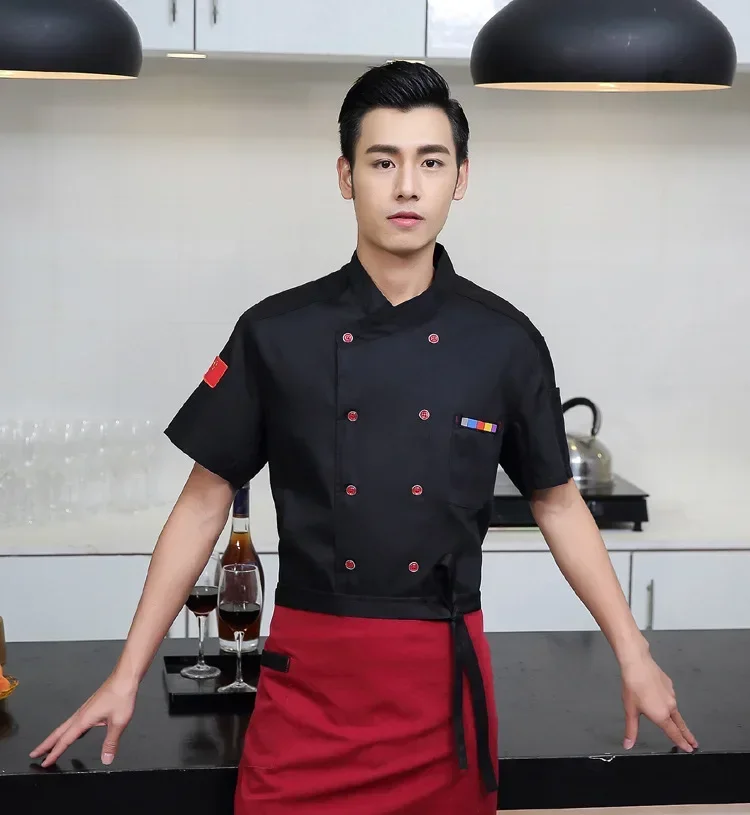 Man Western Restaurant Chef Jacket Woman Kitchen Chef Uniform Food Services Cooking Clothes Breathable Fast Food Chef Overalls